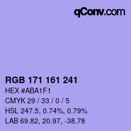 Color code: RGB 171 161 241 | qconv.com