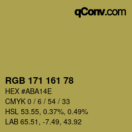 Color code: RGB 171 161 78 | qconv.com