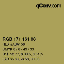 Color code: RGB 171 161 88 | qconv.com