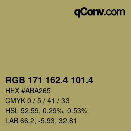 カラーコード: RGB 171 162.4 101.4 | qconv.com