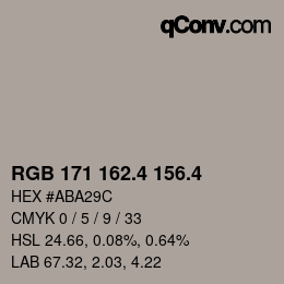 カラーコード: RGB 171 162.4 156.4 | qconv.com