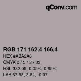 カラーコード: RGB 171 162.4 166.4 | qconv.com