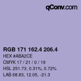 カラーコード: RGB 171 162.4 206.4 | qconv.com