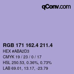 カラーコード: RGB 171 162.4 211.4 | qconv.com
