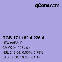 カラーコード: RGB 171 162.4 226.4 | qconv.com