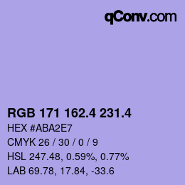 カラーコード: RGB 171 162.4 231.4 | qconv.com