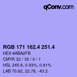 カラーコード: RGB 171 162.4 251.4 | qconv.com