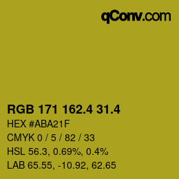 カラーコード: RGB 171 162.4 31.4 | qconv.com