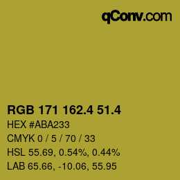 カラーコード: RGB 171 162.4 51.4 | qconv.com