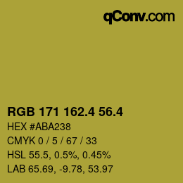 カラーコード: RGB 171 162.4 56.4 | qconv.com