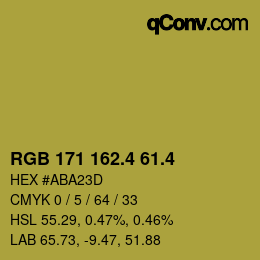 カラーコード: RGB 171 162.4 61.4 | qconv.com