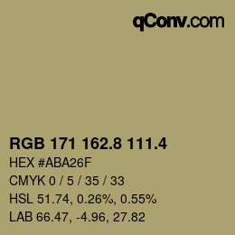 カラーコード: RGB 171 162.8 111.4 | qconv.com