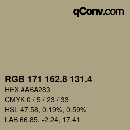 カラーコード: RGB 171 162.8 131.4 | qconv.com