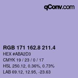 カラーコード: RGB 171 162.8 211.4 | qconv.com