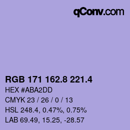 カラーコード: RGB 171 162.8 221.4 | qconv.com