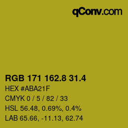 カラーコード: RGB 171 162.8 31.4 | qconv.com