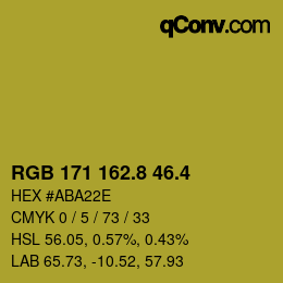 カラーコード: RGB 171 162.8 46.4 | qconv.com