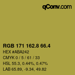 カラーコード: RGB 171 162.8 66.4 | qconv.com