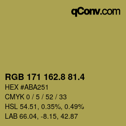 カラーコード: RGB 171 162.8 81.4 | qconv.com