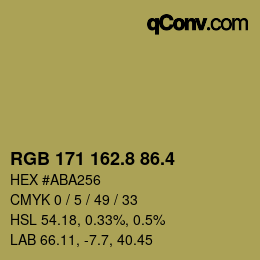 カラーコード: RGB 171 162.8 86.4 | qconv.com