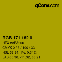 Color code: RGB 171 162 0 | qconv.com