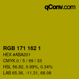 Color code: RGB 171 162 1 | qconv.com