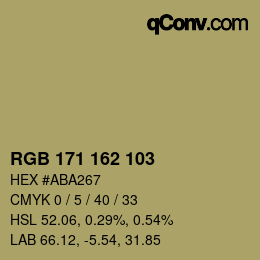 カラーコード: RGB 171 162 103 | qconv.com