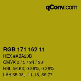 カラーコード: RGB 171 162 11 | qconv.com
