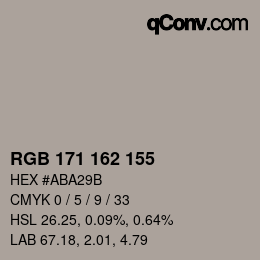 Code couleur: RGB 171 162 155 | qconv.com