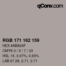 Color code: RGB 171 162 159 | qconv.com