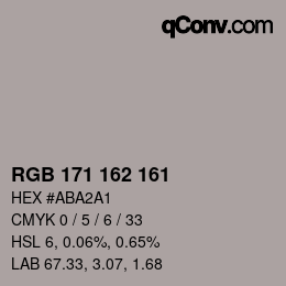 颜色代码: RGB 171 162 161 | qconv.com