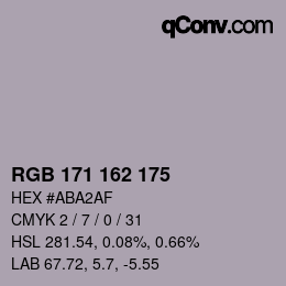 カラーコード: RGB 171 162 175 | qconv.com