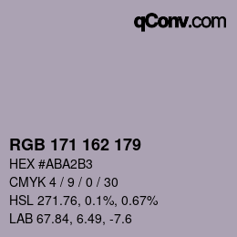 Color code: RGB 171 162 179 | qconv.com