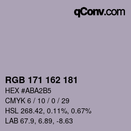 カラーコード: RGB 171 162 181 | qconv.com
