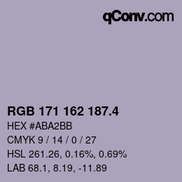 カラーコード: RGB 171 162 187.4 | qconv.com