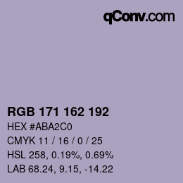 颜色代码: RGB 171 162 192 | qconv.com