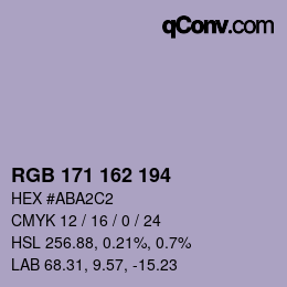颜色代码: RGB 171 162 194 | qconv.com