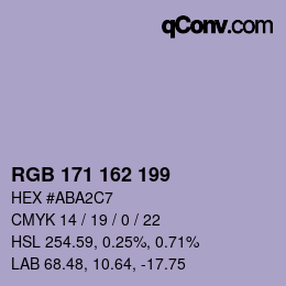 Color code: RGB 171 162 199 | qconv.com