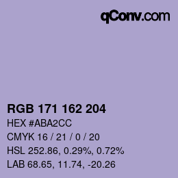 Color code: RGB 171 162 204 | qconv.com
