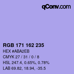 Color code: RGB 171 162 235 | qconv.com