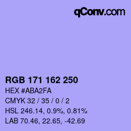 Color code: RGB 171 162 250 | qconv.com