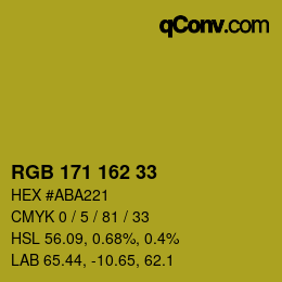 颜色代码: RGB 171 162 33 | qconv.com
