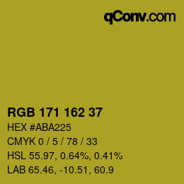 カラーコード: RGB 171 162 37 | qconv.com