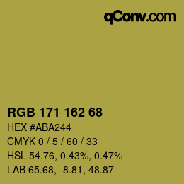 カラーコード: RGB 171 162 68 | qconv.com
