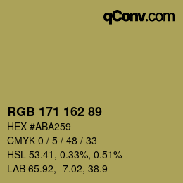 颜色代码: RGB 171 162 89 | qconv.com