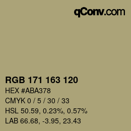 Color code: RGB 171 163 120 | qconv.com