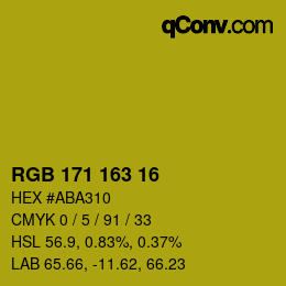 カラーコード: RGB 171 163 16 | qconv.com