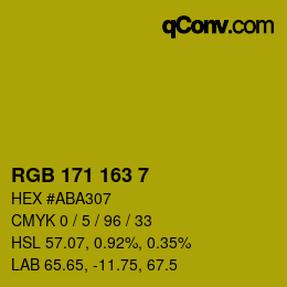 Color code: RGB 171 163 7 | qconv.com