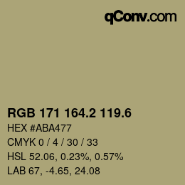 カラーコード: RGB 171 164.2 119.6 | qconv.com