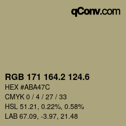 カラーコード: RGB 171 164.2 124.6 | qconv.com